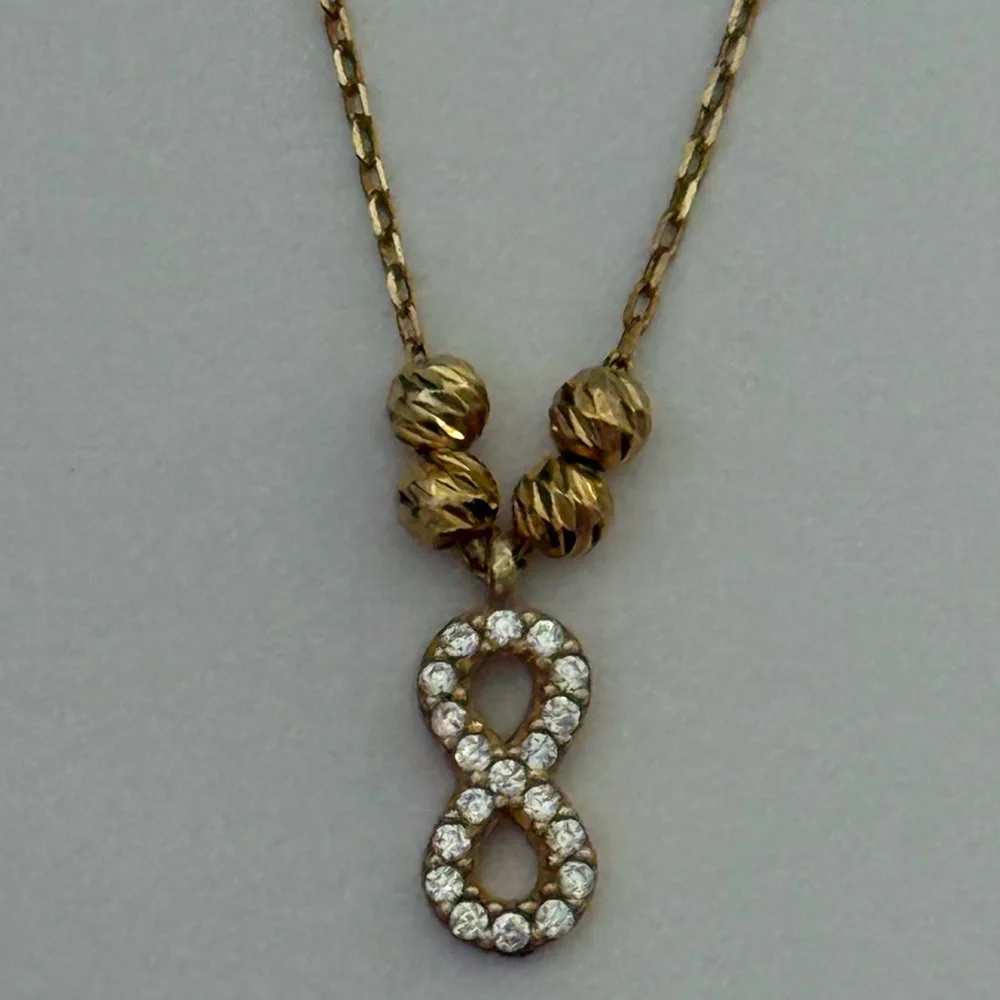 925 Silver infinity necklace 18k yellow gold plated
